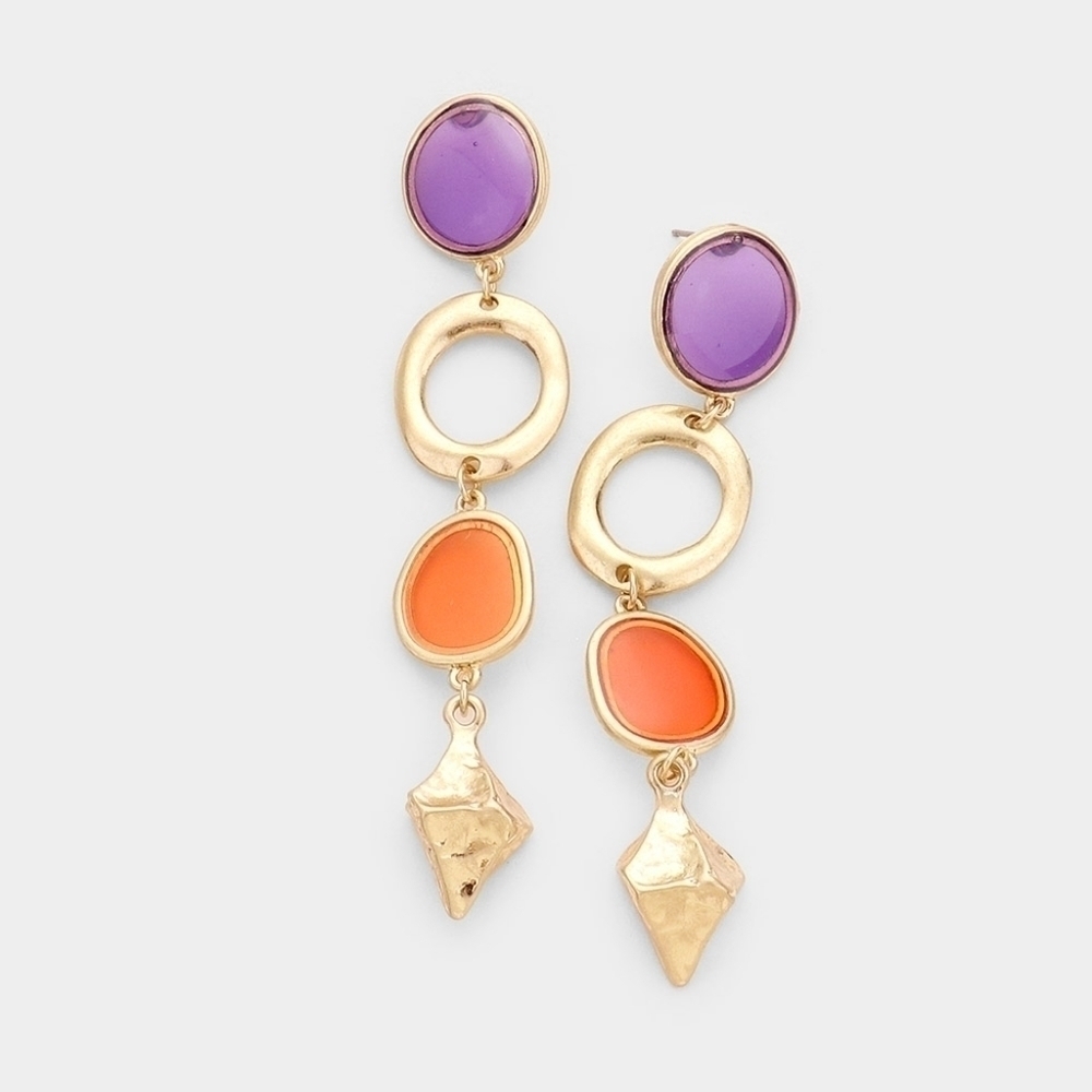 NEW Boho Multi Crystal Stone Golden Drop Earrings